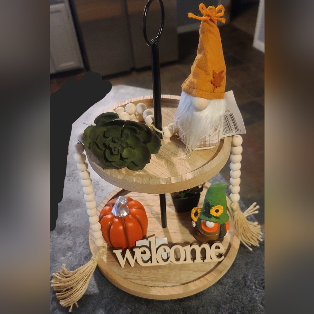 Tiered tray with decor
